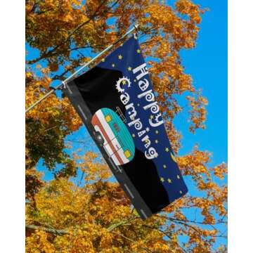Happy Camper Moon and Star Night Flags for Outside 2x3 Ft, Outdoor Flags & Banners Double Sided Larg...