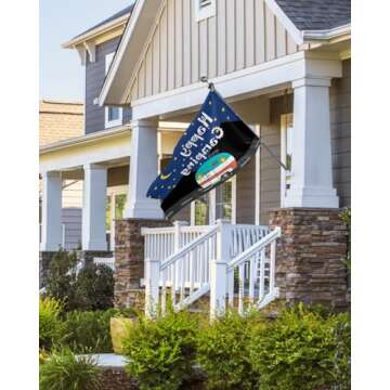 Happy Camper Moon and Star Garden Flag - Vibrant Outdoor Decoration