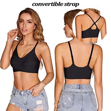 PRETTYWELL Bralettes for Women Comfort Bra, Cross Back Adjustable Bralette Bra, Seamless Everyday Br...