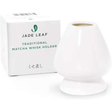 Jade Leaf Matcha Traditional Porcelain Whisk Holder - Hand Made Porcelain with White Matte Glaze - D...