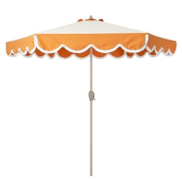 Tempera 9ft Stylish Patio Umbrella with Scalloped Fringe