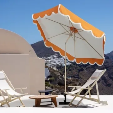 Tempera 9ft Stylish Patio Umbrella with Scalloped Fringe