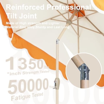 Tempera 9ft Stylish Patio Umbrella with Scalloped Fringe