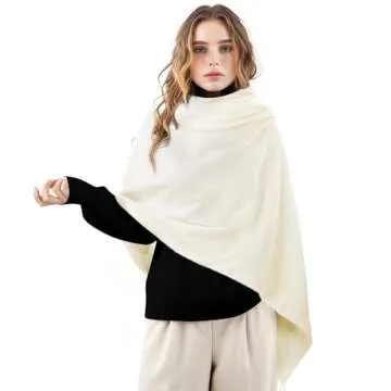 Womens Winter Scarf - Fashion Scarf Shawl with Cashmere Feel, Warm Soft Blanket Scarf Pashmina Shawl and Wrap, Travel Office Winter Wedding, Evening Dresses Large Scarves gifts for women, White