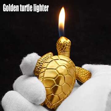 Meiegens Cool Butane Lighter Refillable Soft Flame,Novelty Pliers Shaped Tool Lighter (Golden Turtle)