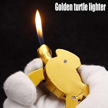 Meiegens Cool Butane Lighter Refillable Soft Flame,Novelty Pliers Shaped Tool Lighter (Golden Turtle)