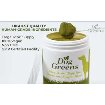 Dog Greens Superfood Multivitamin Powder - Dog Vitamins and Supplements, Organic Kelp, Spirulina, Sea Moss for Homemade Food, Kibble and Raw Meals, Energy, Immune, Joint & Skin Support for All Ages