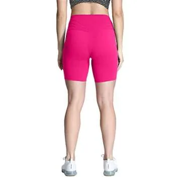 Aoxjox Trinity Workout Biker Shorts for Women Tummy Control High Waisted Exercise Athletic Gym Running Yoga Short 6" (Rose Red, Large)