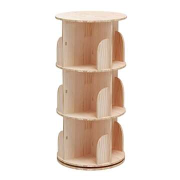 3 Tier 360° Rotating Stackable Shelves Bookshelf Organizer 360 Display Rotating Bookshelf Wood Book Shelf Organizer for Bedroom, Living Room, Study Room - Intexca