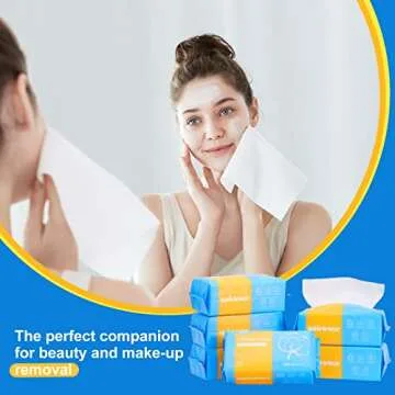 Winner Disposable Face Towels, 100% USA Cotton Daily Face Towelettes, Double-sided Makeup Remover Dry Wipes, Super Soft and Thick Facial Towels for Sensitive Skin, 480 Count, 6 Pack