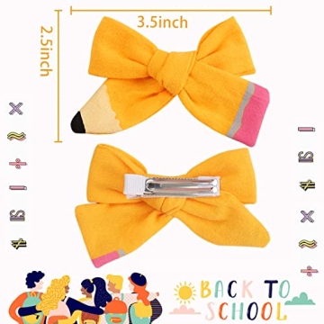 Hand-Painted Yellow Pencil Hair Bows for Kids