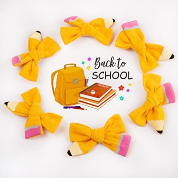 Hand-Painted Yellow Pencil Hair Bows for Kids