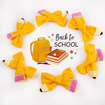 Hand-Painted Yellow Pencil Hair Bows for Kids