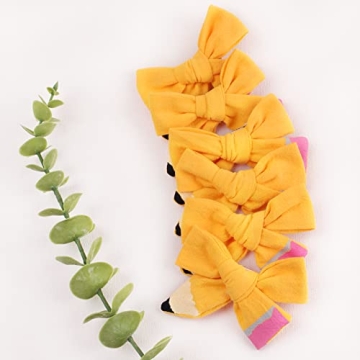 Hand-Painted Yellow Pencil Hair Bows for Kids