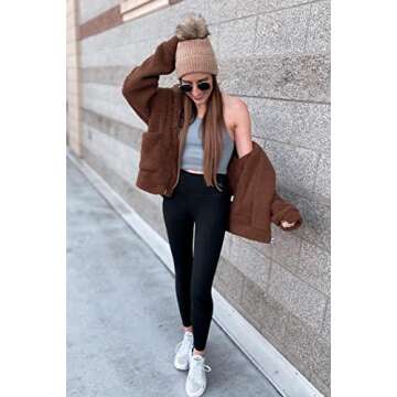 PRETTYGARDEN Women's Fashion Winter Coat Sherpa Fleece Faux Fur Shearling Oversized Trendy Jackets Warm Outerwear (Brown,X-Large)