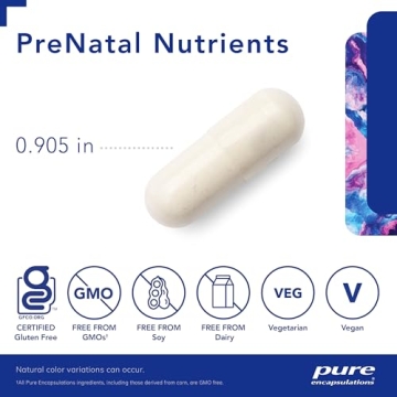 Pure Encapsulations PreNatal Nutrients - for Pregnancy & Lactation - Aids Energy & DNA Development* - with Folate, Choline & Iron - Gluten Free & Non-GMO - 60 Capsules