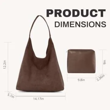 Chic Suede Tote Shoulder Bags for Women 2024 - Slouchy Hobo Handbag with Large Capacity