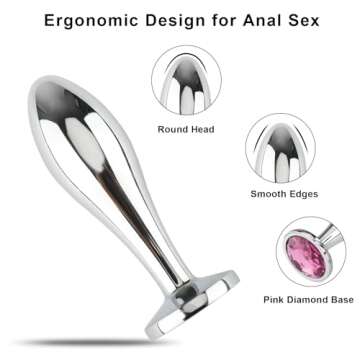 Anal Plug Adult Toys, 3Pcs Anal Butt Plug Set Metal Butt Plug Sex Toys with Crystal Diamond Anal Toy...