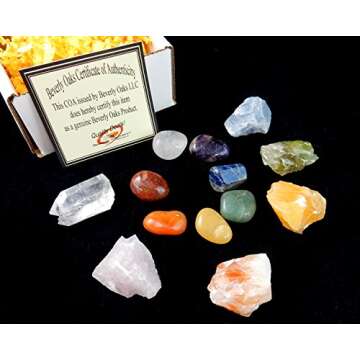 Chakra Mineral Starter Set/Crystal Healing Kit ~ 6 Colorful Mineral Stones Plus 7 Chakra Tumbled Gemstones, Spiritual Metaphysical, Reiki, Chakra, Healing, Bohemian, Natural