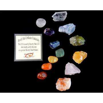 Chakra Mineral Starter Set/Crystal Healing Kit ~ 6 Colorful Mineral Stones Plus 7 Chakra Tumbled Gemstones, Spiritual Metaphysical, Reiki, Chakra, Healing, Bohemian, Natural