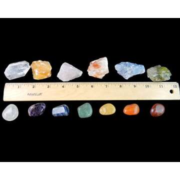 Chakra Mineral Starter Set/Crystal Healing Kit ~ 6 Colorful Mineral Stones Plus 7 Chakra Tumbled Gemstones, Spiritual Metaphysical, Reiki, Chakra, Healing, Bohemian, Natural