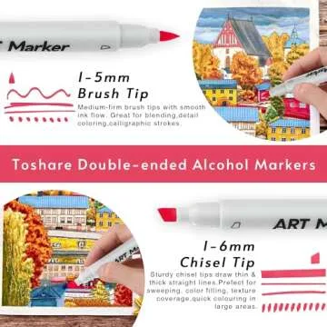 Toshare 160 Colors Dual Tip Art Markers Set, Alcohol Markers with Highlighter Pen