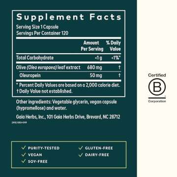 Gaia Herbs Olive Leaf - Traditional Immune Health Support - Immune System Supplement with Olive Leaf...