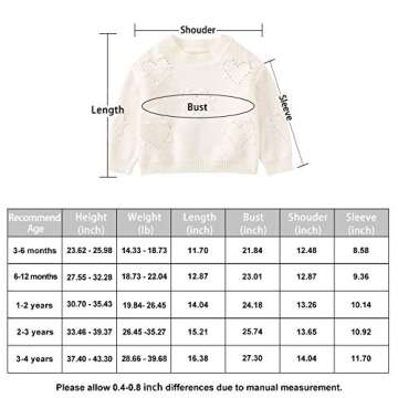 pureborn Toddler Girls Knitted Sweater Pullover Tops Cute Heart Outwear Ivory 2-3 Years