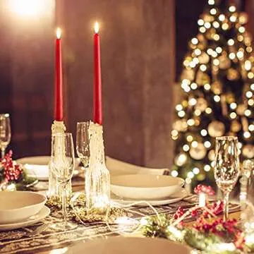 Luxurious 10" Red Taper Candles, 8 Pack Long Red Candlesticks for Creating a Bold and Vibrant Atmosphere - Dark Red Tapered Candles for Christmas, Holiday, Dinner - 8 Hour Burn Time