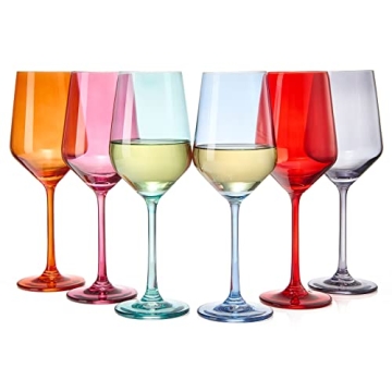 The Wine Savant Colored Wine Glass Set – Elegant Hand-Blown Glasses for All Occasions