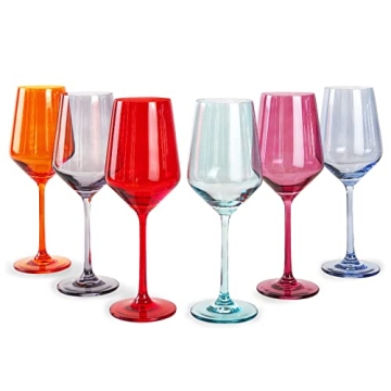 Colored Wine Glass Set of 6 Unique Italian Style