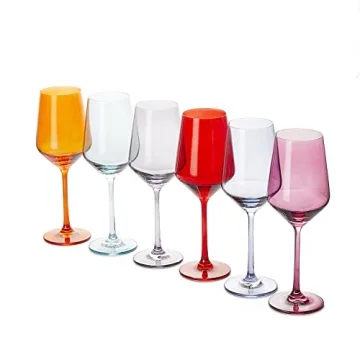 Colored Wine Glass Set of 6 Unique Italian Style