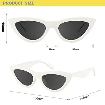 Mosanana Retro Vintage Cat Eye Sunglasses in Cream White