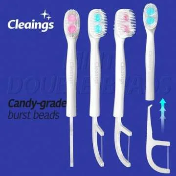 Cleaings Disposable Toothbrushes with Double Cleaning Beads Toothpaste and Clean Floss Picks for Wor...