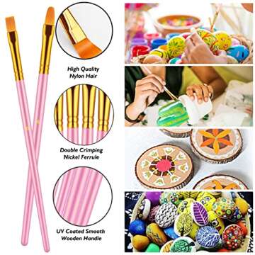 Paint Brushes Set, 20 Pcs Paint Brushes for Acrylic Painting, Oil Watercolor Acrylic Paint Brush, Artist Paintbrushes for Body Face Rock Canvas, Kids Adult Drawing Arts Crafts Supplies, Blush