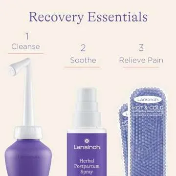 Lansinoh Breastfeeding Essentials and Postpartum Recovery Bundle, Includes Nipple Cream, Nursing Pads, Silicone Breast Pump, Breastmilk Storage Bags, Peri Bottle, Hot & Cold Postpartum Packs, and More
