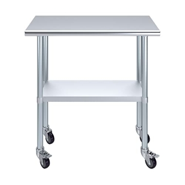 AmGood Stainless Steel Work Table with Wheels for Kitchen
