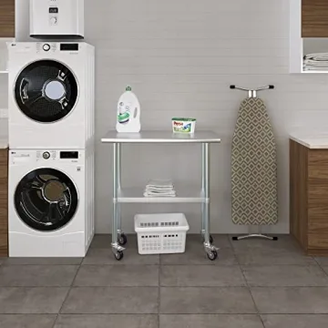AmGood Stainless Steel Work Table with Wheels for Kitchen