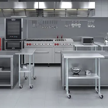 AmGood Stainless Steel Work Table with Wheels for Kitchen