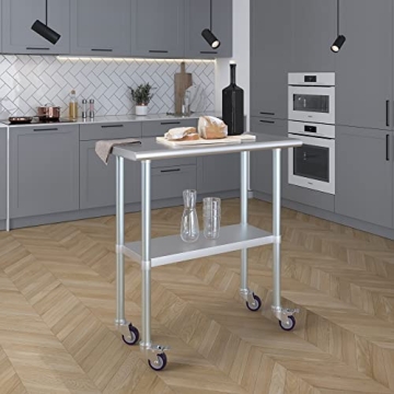 AmGood Stainless Steel Work Table with Wheels for Kitchen