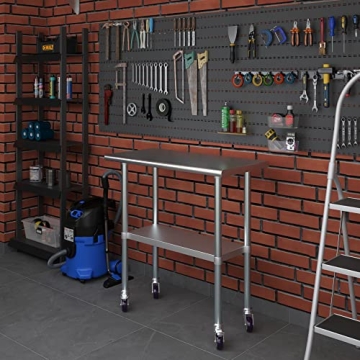 AmGood Stainless Steel Work Table with Wheels for Kitchen