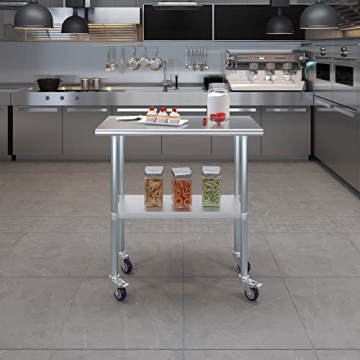 AmGood Stainless Steel Work Table with Wheels for Kitchen