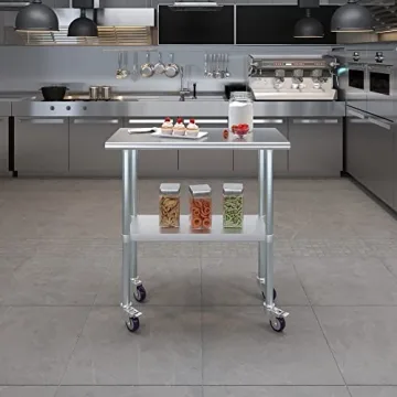 AmGood Stainless Steel Work Table with Wheels for Kitchen