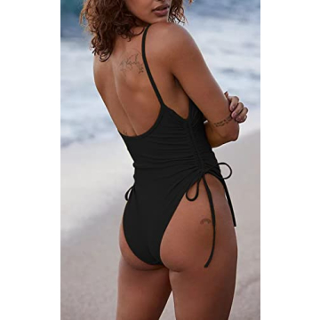 KRLAGAPAS Women’s Sexy Black Cheeky One Piece Swimsuit