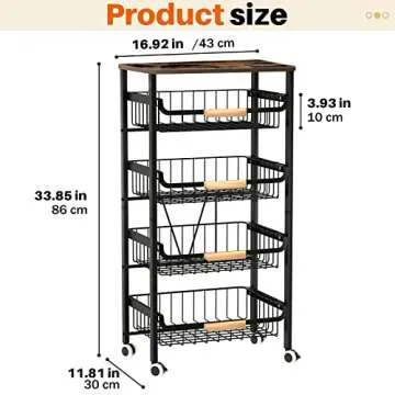 5-Tier Rolling Storage Cart for Kitchen & Organization