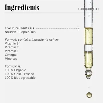 Nécessaire The Body Oil. 100% Organic + Cold-Pressed. Vitamins. Omegas. Minerals. Aged Skin. Dry Skin. Stretch Marks. Hypoallergenic. Dermatologist-Tested. Non-Comedogenic. Fragrance-Free. 3.4 fl oz.