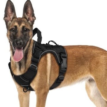 WINGOIN Black Tactical Dog Harness – No Pull, Adjustable Reflective Gear