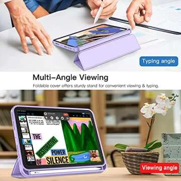 iMieet iPad Mini 7 Case 2024 (A17 Pro), iPad Mini 6 Case (8.3-Inch,2021 Model), iPad Mini 7th/6th Generation Case with Pencil Holder, Trifold Stand Smart Case with Soft TPU Back,Clove Purple