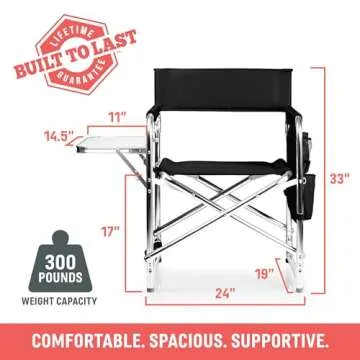 ONIVA - a Picnic Time brand - Sports Chair with Side Table, Beach Chair, Camp Chair for Adults, (Pink)