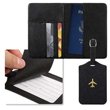 Weewooday Travel Wallet Set for Passport & Luggage Tag